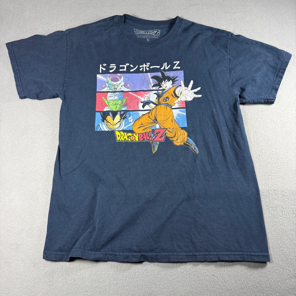 Dragon Ball Z Mens Large Graphic T-Shirt Goku Vegeta Frieza Piccolo Navy Blue